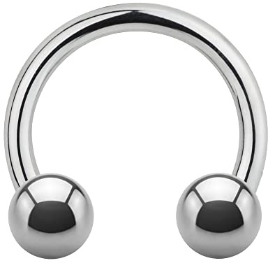 Treuheld | 1,0 mm HUFEISEN Piercing - SILBER - 14 Größen - Kugeln zum Schrauben - Septum Helix Tragus Lippe Brust Augenbraue Ohr Intim usw - CBR Barbell Stab Chirurgenstahl Edel-Stahl nickelfrei 1mm