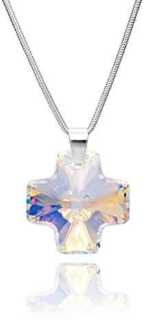 LILLY MARIE Damen Halskette Mit Verstellbarem Sterling-Silber Schlangenkette Und Kristall-Kreuz-Anhänger