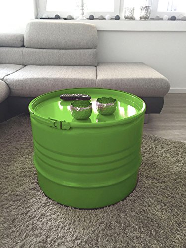Srm-Design Fassmöbel Tisch Couchtisch Ölfass Beistelltisch mehrere Farben 45 cm hoch ø 57 cm Durchmesser (Grün + Spannring)
