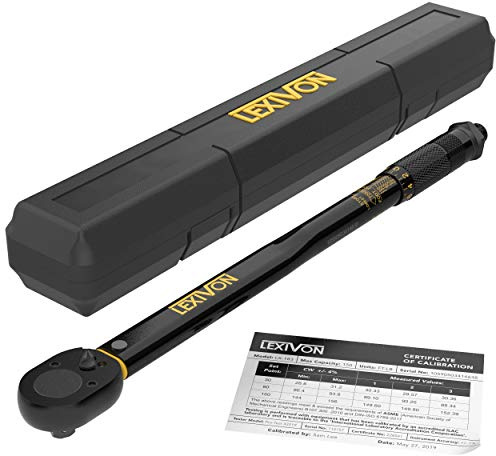 LEXIVON Torque Wrench 1/2-Inch Drive Click 10~150 Ft-Lb/13.6~203.5 Nm (LX-183)