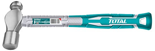 Total - Ball Peen Hammer | 450g Weight | Forged Steel Head | Professional, Comfortable, and Safe | Carpenter’s Tool | Fibreglass Handle
