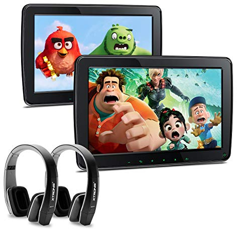 XTRONS 11.6 Car Headrest Mount IPS Screen Portable Video Monitor Car Player with 2 Mounting Brackets Supports 1080P Video, HDMI Input, AV in, IR FM for Kids Adults Journey (HM117HDx2+DWH005x2)