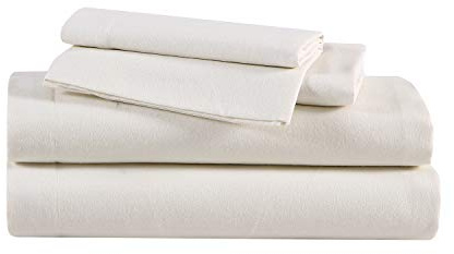 Eddie Bauer Home - Juego de sábanas de algodón de la colección de Franela, preencogidas y cepilladas para Mayor suavidad, Comodidad y sensación acogedora, Individual, Marfil