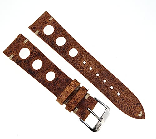 RIOS1931 ! NEU ! Vintage Style Rallye Uhrenarmband 20mm braun, Made in Germany