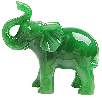 Acxico - Estatua de Elefante de la Suerte de Feng Shui Verde Jade para decoración del hogar
