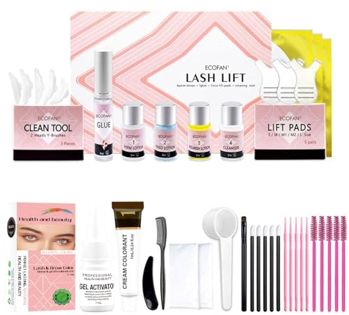 Lash Lift and Color Kit, At-Home DIY Lash Perm with Long Lasting Curl & Natural Look, Upgraded Glue, Temporary Black Lash & Brow Color, Complete Salon Grade Tools for Beginners and Professionals
