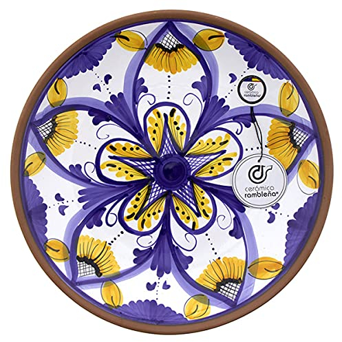 CERÁMICA RAMBLEÑA | Plato Decorativo para Colgar en Pared | Plato de cerámica | Plato de Pared | Plato Pared - Modelo D41 | 100% Decorado a Mano | 35x35x6 cm
