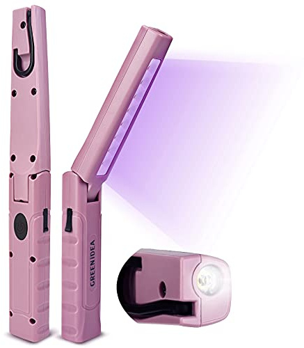 Linterna LED de luz UV 2 en 1, linterna portátil recargable de 180 grados, linterna plegable con ganchos giratorios