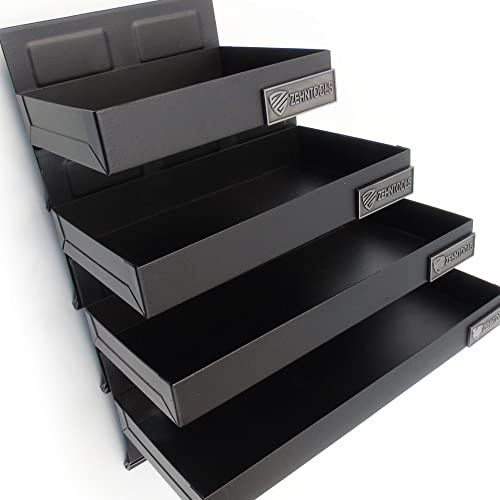 UNDERGROUND PARTS 4 Black Magnetic Metal Tool Box Trays Side Storage Shelves Racks Holders