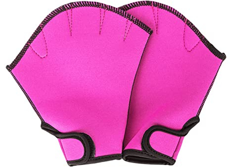 MEKOTSK 1 Pair Swim Training Gloves for Helping Upper Body Resistance, Aqua Fit Swim Webbed Gloves for Men Women Adult Children (Medium, Rose)