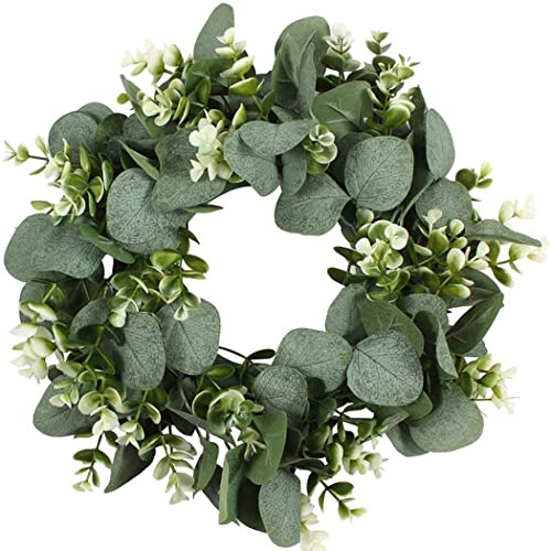 SPORTARC Künstliche Eukalyptus Kranz Grün Türkranz Deko Wandkranz Girlande Kunstpflanze Hängen Kranz für Hochzeit Tür Party Fenster Garten Wand Kamin Dekoration 30,5 cm