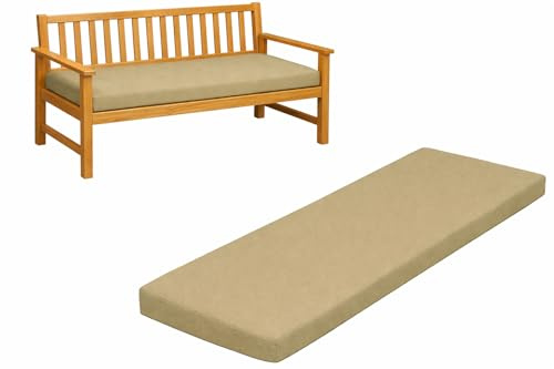 Brillars 100% Waterproof Garden Bench Cushion for 2/3/4 Seater – Outdoor Long Seat Pad with Removable Cover for Patio, Lawn, Garden, Office & Coffee Shop 2 Seater 108x45x6cm Sand