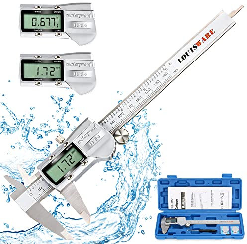 Messschieber Digitale 0-150mm/0-6 Zoll, Hochpräzise Edelstahl Schieblehre, Ip54 Wasserdicht Elektronischer Digitaler Schieblehre, Messschieber, für Innen, Außen&Stufen Messung, LED-Anzeige