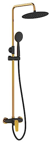 BADLAND Duscharmatur Duschstange Brausegarnitur RUBIO Schwarz-Gold Duschsäule Duschsystem