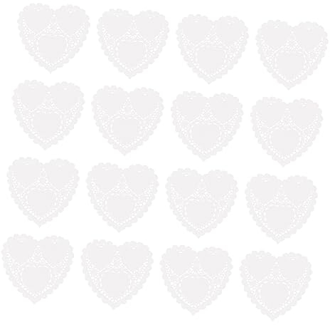 BESTonZON 200 Blatt 4 Dessert-pad Cupcake-deckchen Herzdeckchen Spitzenpapier Dessertdeckchen Rote Deckchen Romantisch Tischsets Aus Papier Hochzeitsdeckchen Weiß Untersetzer Weihnachten