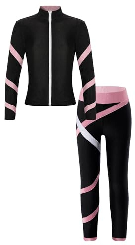Aiihoo Mädchen Sportanzug Kinder Jogginganzug Sweatshirt +Sport Leggings/Shorts Sporthose Trainingsanzug Trikotanzug Yoga Fitness Workout Laufen Tanz