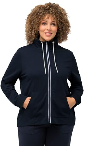 Ulla Popken, Damen, große Größen, Sweatjacke, Stehkragen, Kängurutaschen