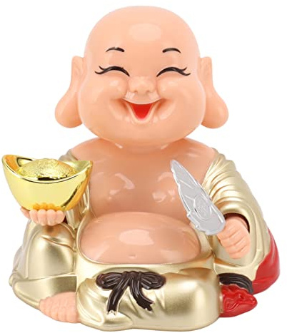 Lustiges Solar lachender Buddha Ornament – Automatischer Wackel-Buddha-Dekoration – Kunststoff – 9,5 x 9,5 x 9,3 cm – Schreibtisch, Fenster, Zuhause