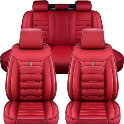 SSIMOO Auto Sitzbezüge Set Autositzbezüge für Hyundai Tucson 2000-2024, Vorne Und Hinten Leder Auto-Schonbezüge Wasserdicht Zubehör Innenraum,C/Red