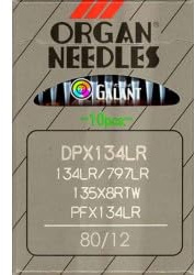 Organ Agujas para máquina de coser industrial, pistón redondo, 134 DPx5 o 1738 DBx1 (134LR – DPx134LR, agujas de cuero, grosor 120/19)