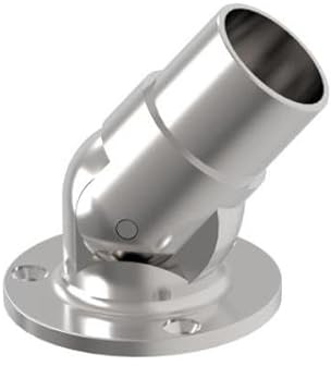 Sellon24 Edelstahl Wandflansch mit Gelenk Ø42,4 mm Steckfitting Geländer Flansch Flexibler Wandanschluss 0 + 90° für Rohr V2A geschliffen (A/0506-242-B)