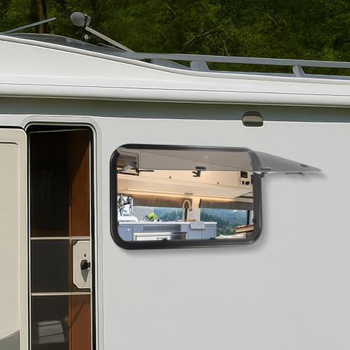 WSIKGHU Fenêtre basculante pour caravane - 900 x 550 mm - Fenêtre rabattable à fermeture éclair - Stores et écrans intégrés