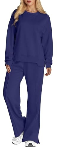 SotRong Tuta da Donna Set Completo Comodo Abbigliamento da Casa Set con Scollo a Giro Coordinati Set Solido Semplice Tuta da Jogging Due Pezzi Autunno Inverno Casual Outfit Oversized Abbigliamento da