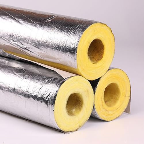 LRHELPBNR Tubo Isolante per Tubi, Coppelle in Lana di Roccia con Alluminio, Isolante per Tubi in Foglio di Alluminio Autosigillante(L 1M-273mm/10.7in,50mm)