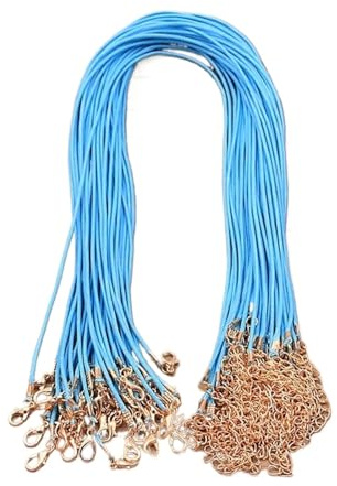 ZWCSHUU Cordoncini per Collana in Pelle 100 pz 1.5mm 16 Colori Cordoncino di Cuoio Chiusura Dorata Corda Intrecciata Regolabile 45 cm for Collana Fai da Te Risultati di creazione di Gioielli(Color5)