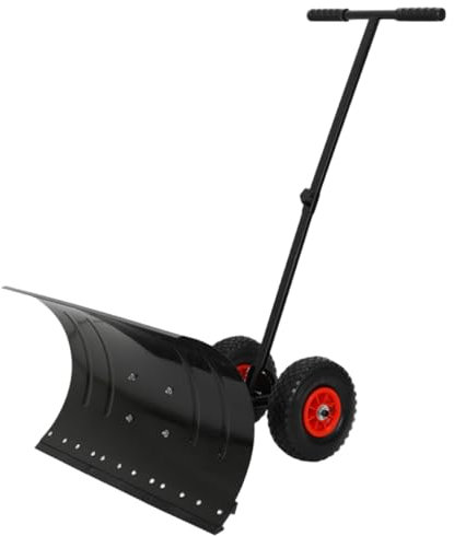 Snöplog snöborttagningsspade, snöspade kraftig för uppfart, tvåvägande slitstark snöskjutare med hjul, lång snöplog spade dubbel användning snö och isborttagning, för dörröppning trottoar