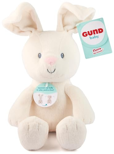 GUND Baby Peek-a-Boo Flora Bunny Plush, Bunny Rabbit Stuffed Animal, Baby Toy for Ages 0 and Up, Cream, 18 cm
