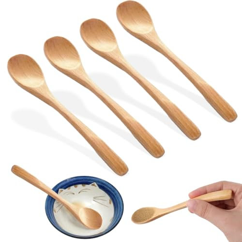 4 cucharas de madera, mango largo y multiusos, utensilios para revolver, cuchara de café