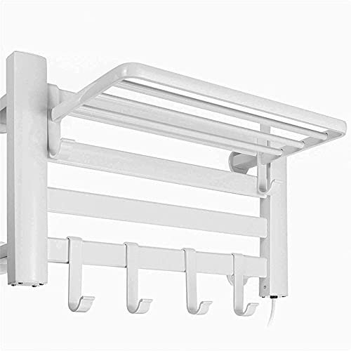 Ratadizo de toallas eléctricas secador, calentador de toalla de aleación de aluminio Radiador de riel de toalla eléctrica, calentador de toallas de montaje en la pared del baño, negro, conecta en la
