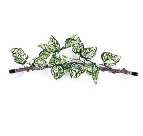 Ldabrye Plante pour reptiles - Branche de vigne - Feuilles - Terrarium - Jungle Habita - Pour lézards et serpents décoratifs