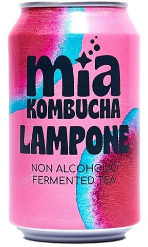 Mia Kombucha Tè Fermentato, Lampone, 330ml, 1 Lattina | Naturale con Succo di Lampone, Ricco di Probiotici e Antiossidanti, Ideale per Digestione ed Energia, Bevanda Analcolica