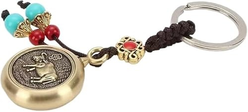 Theaque Porte-clés avec douze signes du zodiaque chinois, breloque animal du zodiaque, porte-bonheur, cadeau