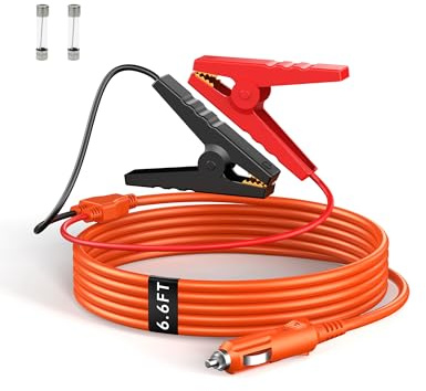 12V Automobile Charging Cable for Jackery,14AWG Cigarette Lighter Plug to Alligator Battery Clamps Car Battery Charger(12V Alligator)