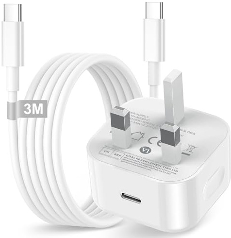 iPad Charger and Plug,20W iPad Plug USB C Fast Charger p lug+3M USB C Cable | iPad Type C Power Adapter for i Pad Pro 12.9/11 2018 to 2024,Air 4th/5th/M2/M3,Mini 6th/A17 Pro,10th/A16 2025