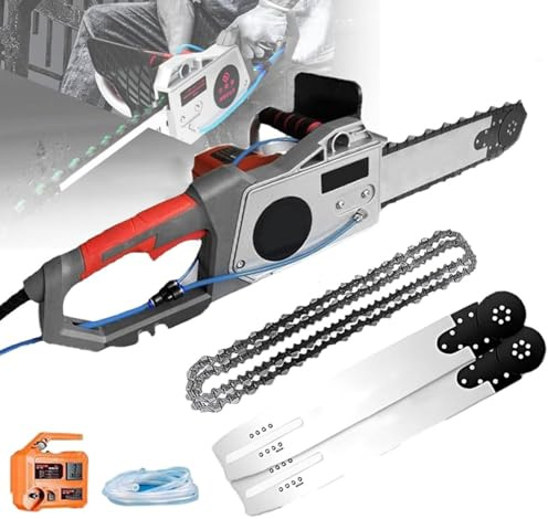 Motosega portatile senza spazzole, sega elettrica per cemento da 13,8/18,9 pollici, taglio a parete con catena diamantata abbattimento polvere ad acqua, 2 catene/2 barre di guida,350