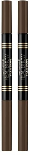 Max Factor Real Brow Fill & Shape Pencil, Farbe 03 Medium Brown, 10 g (Packung mit 2)