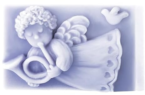 Stampo in silicone con angelo volante con tromba | antiaderente e flessibile, per saponi personalizzati, confezione da 4 pezzi | 5,2 x 7,8 x 3 cm | Grande serata