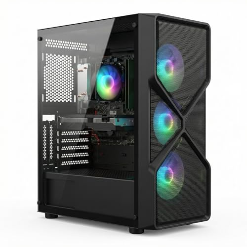 STGsivir Gaming PC, Gaming Computer Desktop Tower, AMD Ryzen 5 3400G up to 4.2GHz, Nvidia GeForce RTX 3050 6GB GDDR6, 16GB DDR4 RAM, 1TB SSD, WIFI 6, BT5.0, RGB Fan x3, Windows11 Pro
