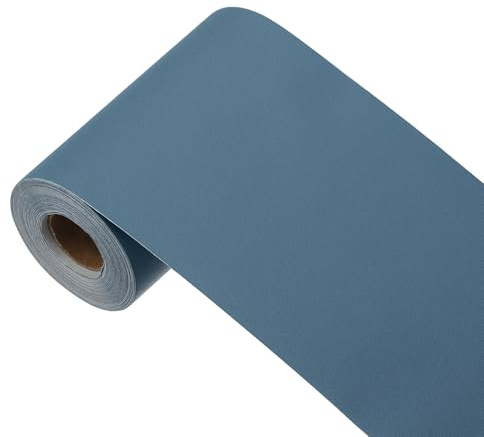 sourcing map Papier peint bleu paon à décoller et à coller, papier peint autocollant en vinyle de couleur unie, décoration murale pour revêtement mural 998,2 x 9,9 cm