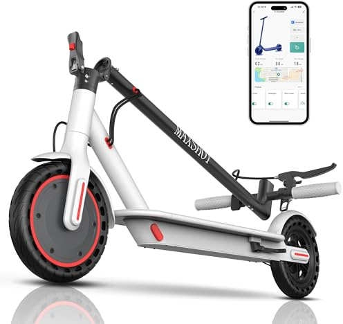 MAXSHOT Electric Scooter Adults & Big Kids, 350W Powerful Motor, Top Speed 12/16/19MPH, 12/16/21Miles Range, 8.5 Solid Tires Folding Commuter Escooter for Commuting, APP Control