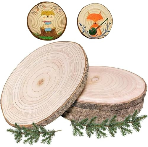 4 dischi in legno di paulownia, Ø 20-23 cm, fette rotonde in legno non trattato, dischi in legno naturale per artigianato, gesso di legno decorativo per matrimonio, Natale e decorazione