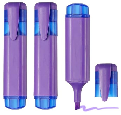 PATIKIL Resaltador, Paquete 3 Marcadores Punta Ancha Base Agua Suministros Estudio Lindos Colores Pastel Para Oficina Hogar Uso Diario, Lila Claro
