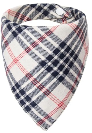 ICEMOOD Bandana Chien Plaid, Foulard Chiot Réglable, Coton Doux Respirant Lavable, pour Petits et Moyens 3-15KG, Beige