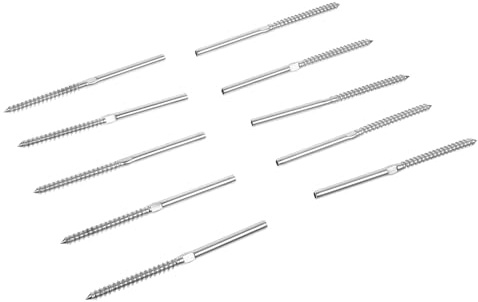 Veemoon Vis à Bois à Sertir en Acier Inoxydable Filetage Droit et Gauche, Résistance la Corrosion, Accessoires pour Garde-corps de Terrasse et Escaliers, Lot de 10 Pièces, Usage