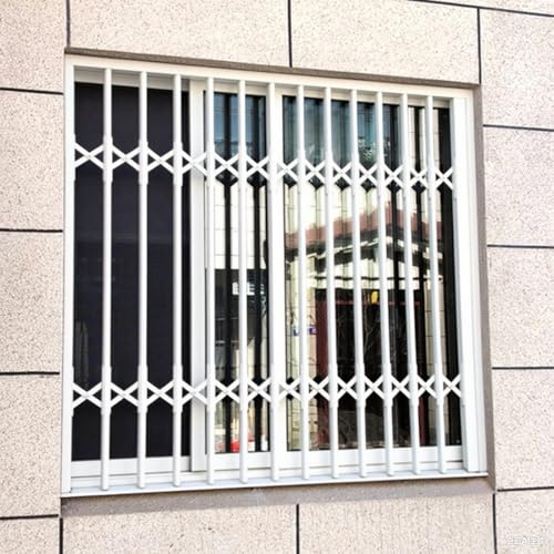 Verstellbares Fenster-Sicherheitsgitter und Balustrade, einbruchsichere Absturzsicherung, robuste Türstrebe, Sicherheitsstange (B 55 x H 60 cm) für Sicherheit zu Hause