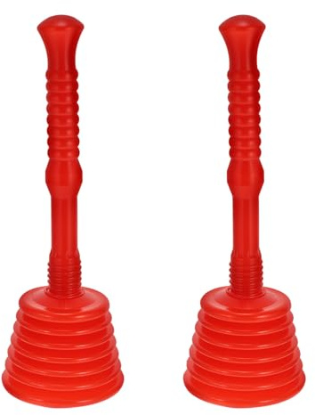 FONDOTIN 2pcs Rubber Toilet Plungers with Strong Suction for Bathroom and Sewer Drain Unblocking, Heavy-duty Closestool Clog Solver with Sturdy Suction Cups for Home Use